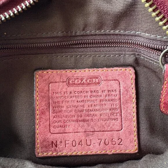 Coach Soho Crossbody Burgundy Suede Classic C Y2K Bag Hang Tag RARE Vintage - Picture 9 of 14